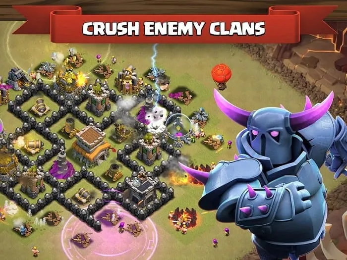 Clash of Clans troops attacking.