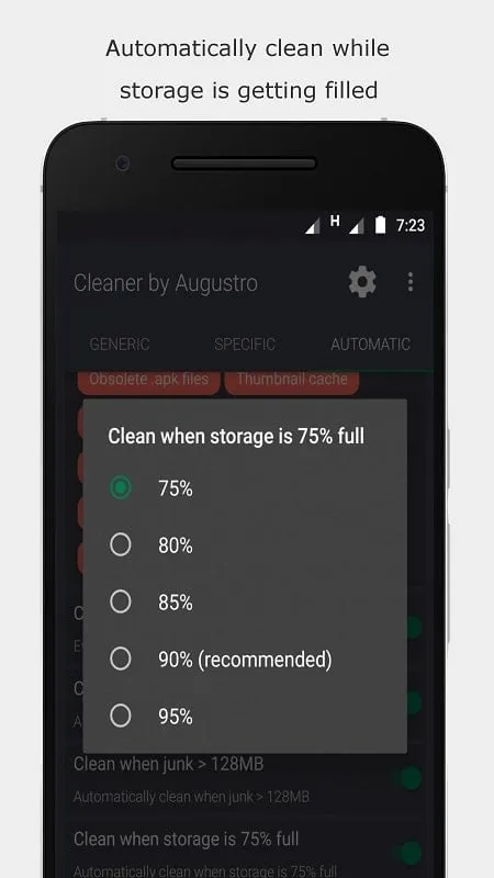 Mod Cleaner by Augustro ejecutándose en Android