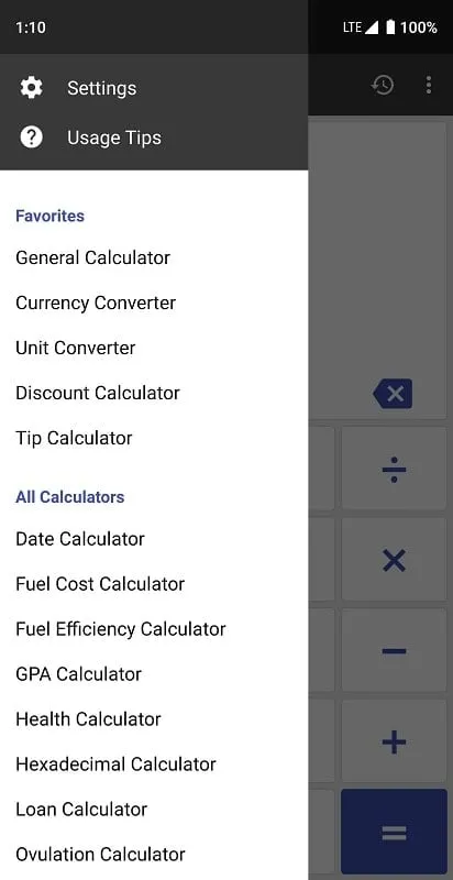 ClevCalc mod interface showing premium features