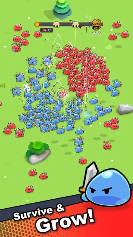 Close-up of a powerful slime unit in Slime Horde.