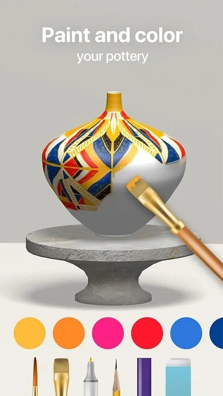 Close-up of Painting a Pot