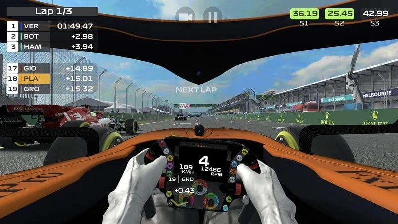 Close-up of the car state indicator in F1 Mobile Racing.