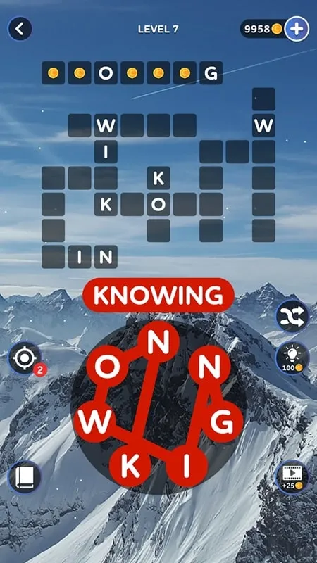 Close-up of the in-game interface showcasing the available hint options and the puzzle grid.