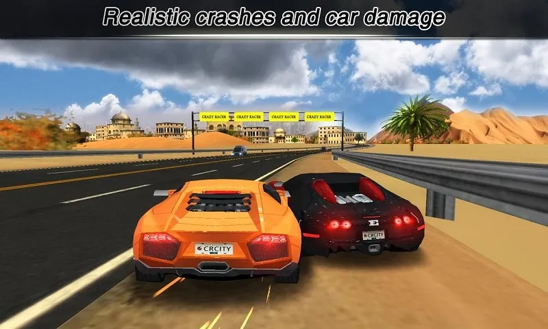 Close-up view of a customized car in City Racing 3D, showcasing the paint options and visual details.