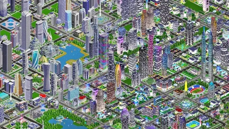 Close-up view of the game interface highlighting resource management and building upgrade options in Designer City 2.