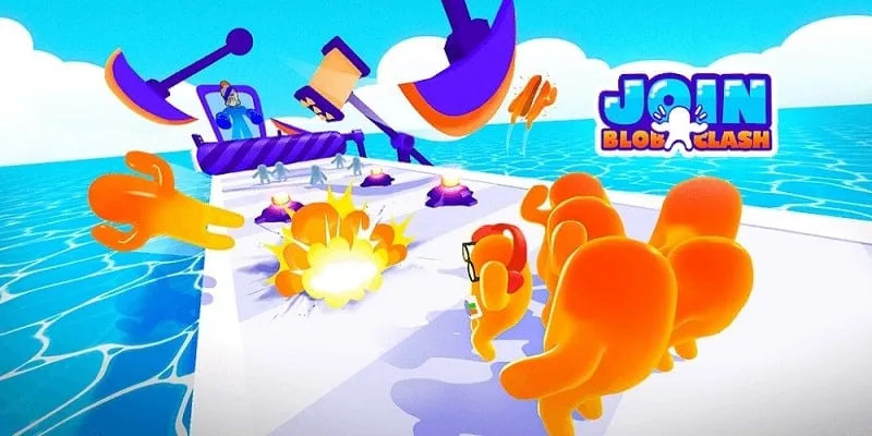 Colorful blobs racing on a track in Join Blob Clash 3D.