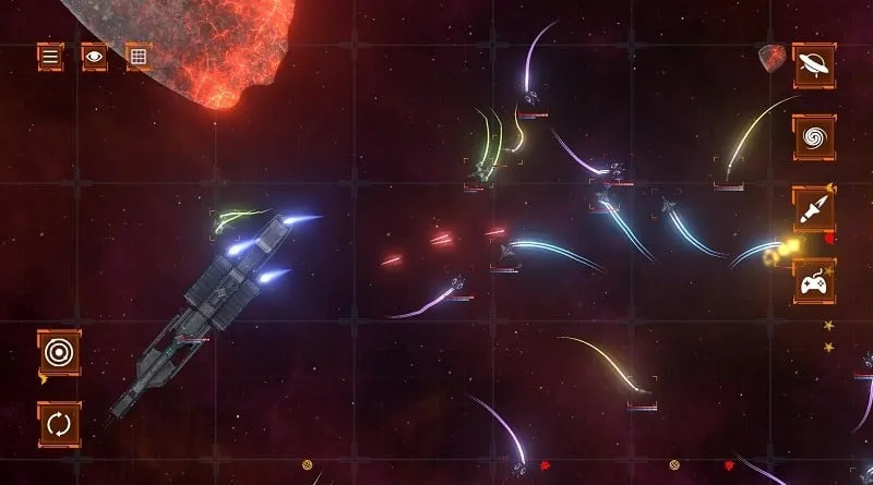 Commanding a fleet in Solar Smash 2D.