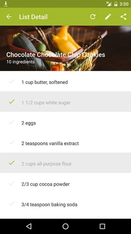 Cookmate Pro mod interface with ingredient adjustment