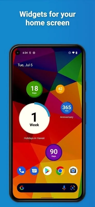 Ví dụ về widget màn hình chính của Countdown Widget