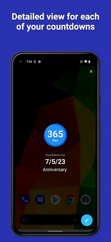 Giao diện cài đặt thông báo của Countdown Widget