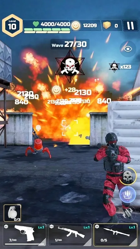 Gameplay Counter Shooter Cover Fire dengan senjata yang ditingkatkan