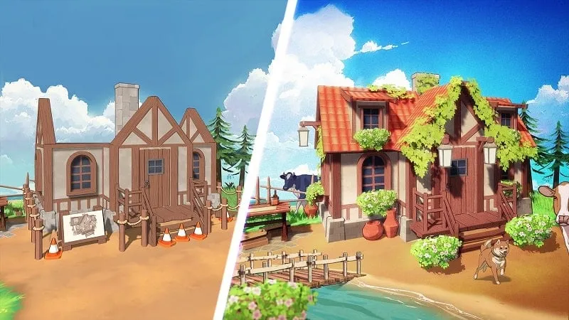 Cozy Islands gameplay screenshot showcasing the building mechanics.