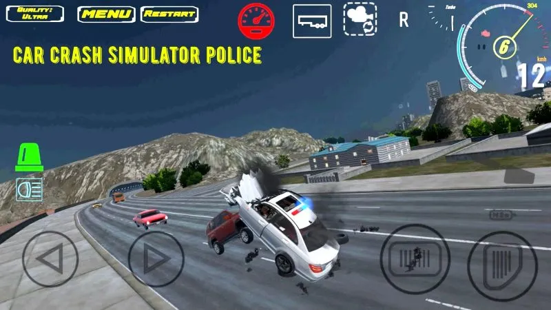 Efek tabrakan di Car Crash Simulator Police.