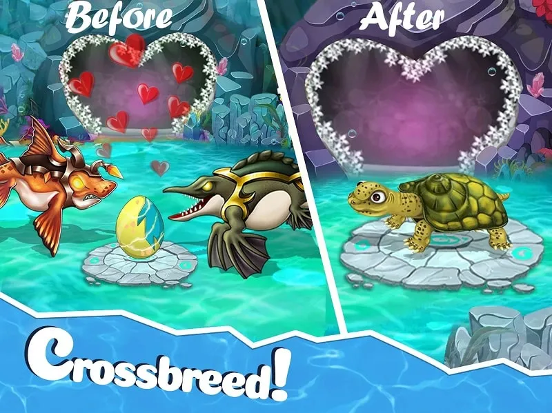 Crossbreeding sea monsters in the Sea Monster City game.