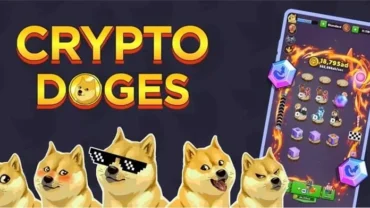 Crypto DOGE gameplay screenshot showcasing the merging of dogs.