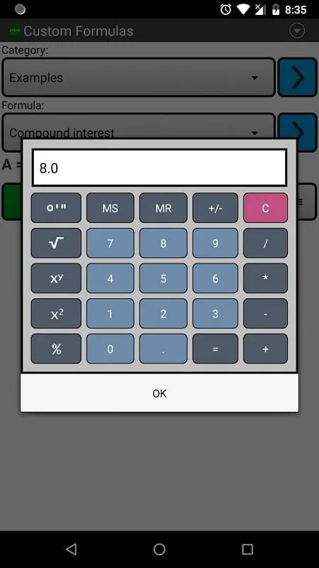 Custom Formulas mod interface showing premium features