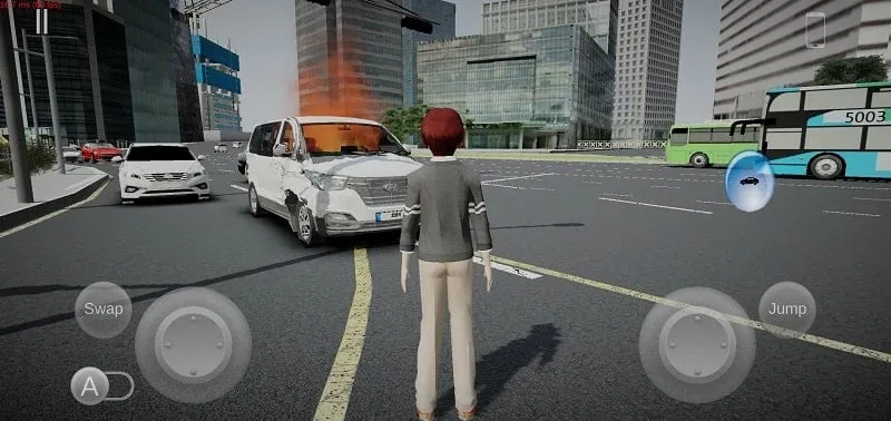 Tela de personalização no 3D Driving Game Project: Seoul, mostrando opções de cores e modificações de veículos.