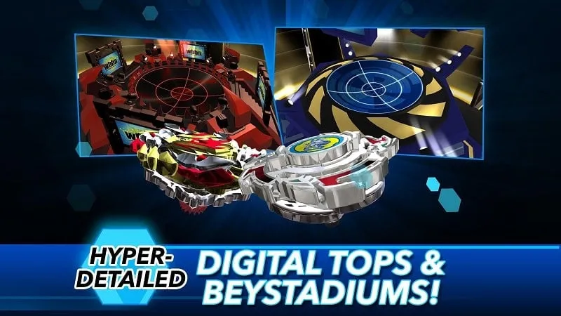 Customizing a BEYBLADE in the BEYBLADE BURST app.