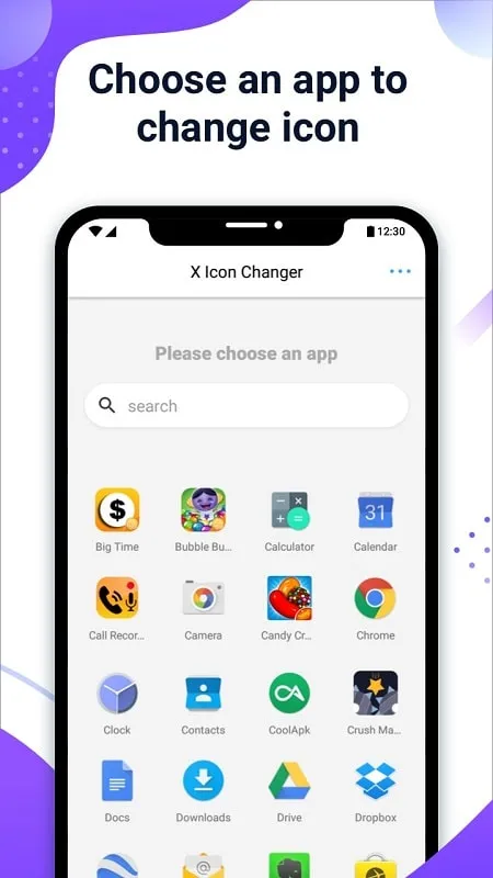 Customizing app icons using X Icon Changer MOD APK