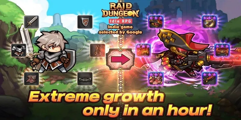 Customizing hero abilities and equipment in Raid the Dungeon.