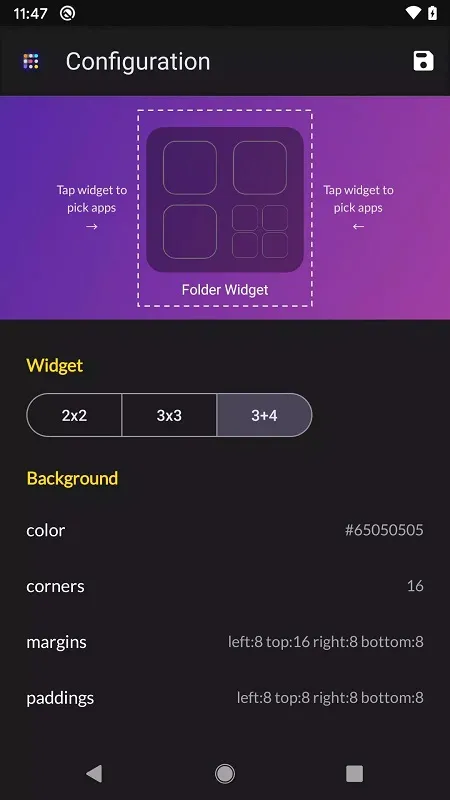 Menyesuaikan Folder Widget dengan fitur Pro