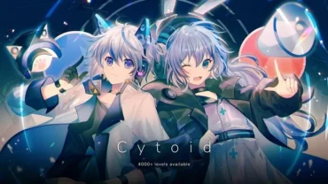 Cytoid in-game interface showcasing the rhythm gameplay.