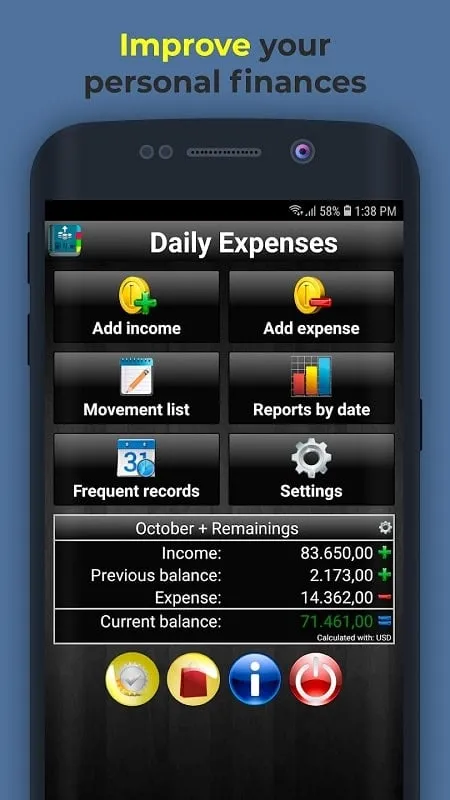 Kategori pengeluaran di aplikasi Daily Expenses 2