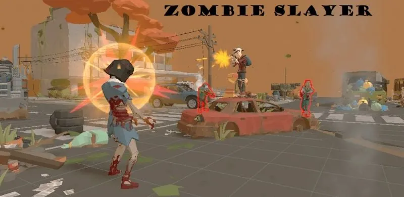 Defending against a horde of zombies in Zombie Slayer.