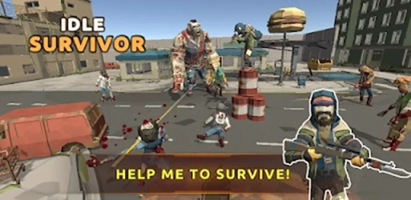 Defending against a wave of zombies in Idle Survivor Tower Defense.