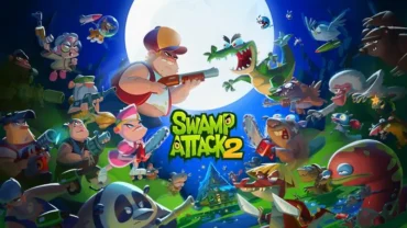 Defending the swamp against waves of mutant creatures in Swamp Attack 2.