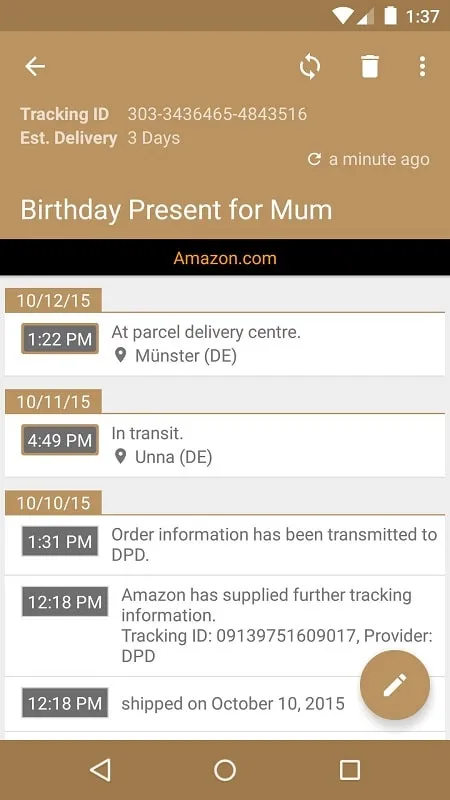 Deliveries Package Tracker mod apk showcasing how to use features