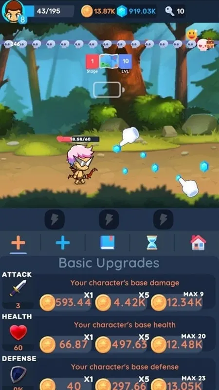 Demonstrating the free upgrade feature within the game.