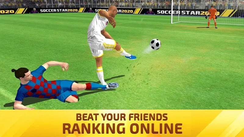 Depiction of controlling the scorer in Soccer Star 2021 Top Leagues.