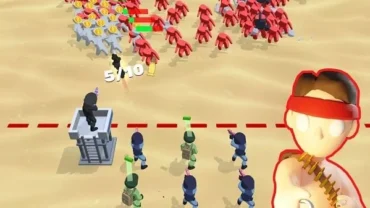 Depiction of the gameplay in Idle Army, showcasing the merging of soldiers.