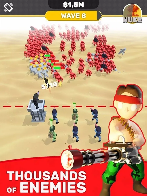 Depiction of the gameplay in Idle Army, showcasing the merging of soldiers.