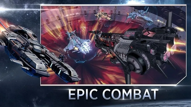 Depiction of two spaceships engaged in a fierce battle within the game.