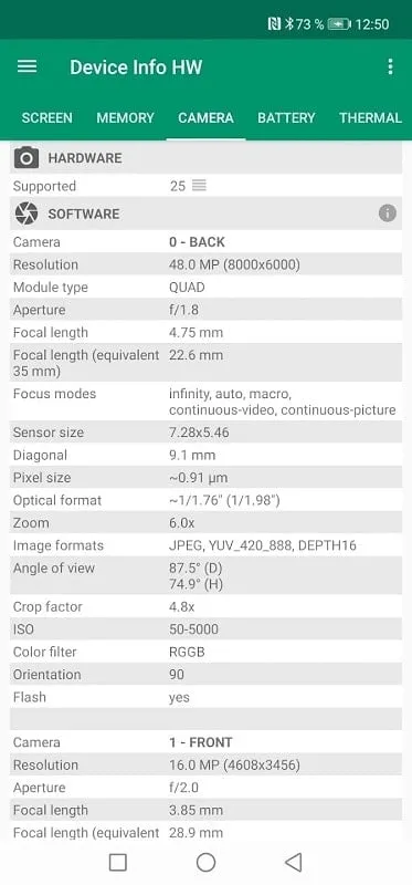 Device Info HW+ compatibility information screenshot