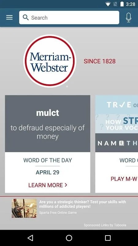 Dictionary Merriam Webster mod interface showing premium features