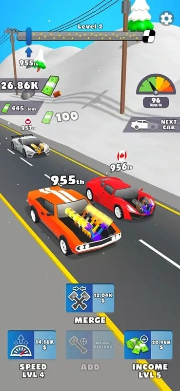 Different engine combinations available in the game.