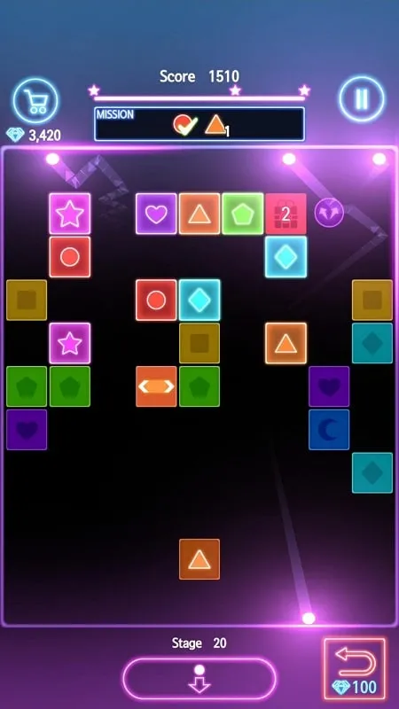 Different power-ups in action during a Brick Pang game.