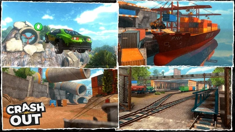 Different race track environments in CrashOut.