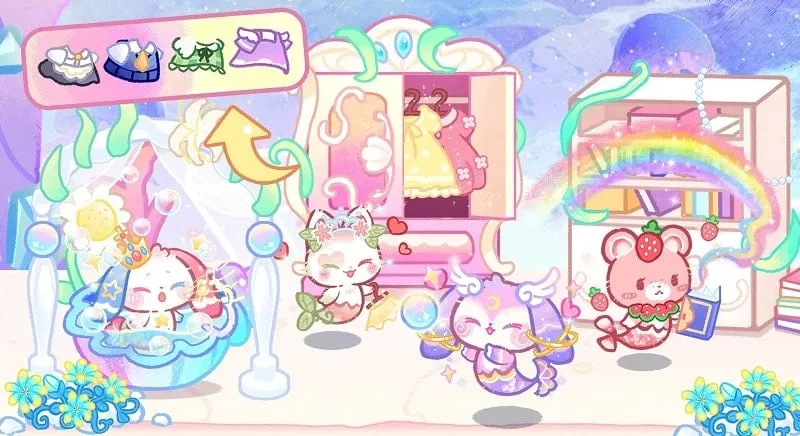 Different types of mermaid characters displayed in the game.