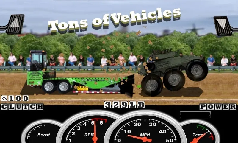 Different types of tractors available in the game.