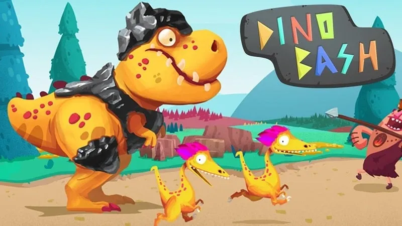 Dino Bash game launching on an Android device.