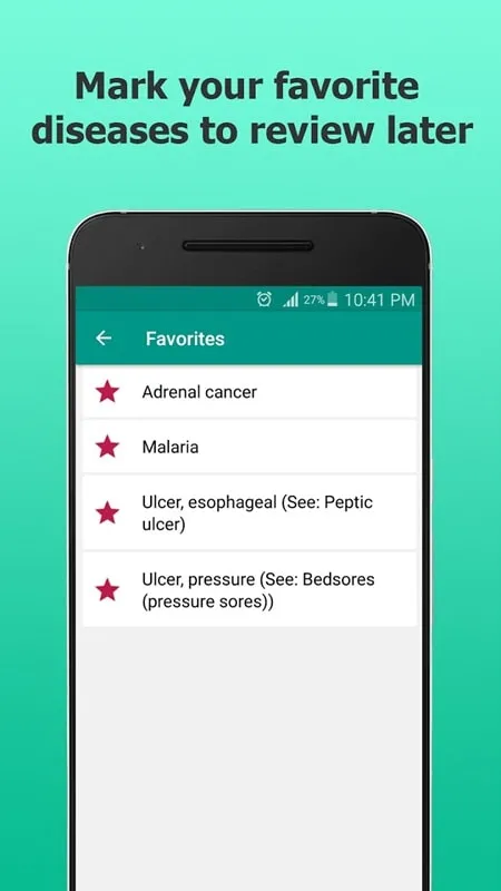 Diseases Dictionary Offline mod running on an Android device