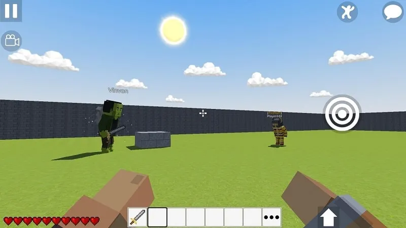 Displaying the character customization options and various building blocks within Multiland Online.