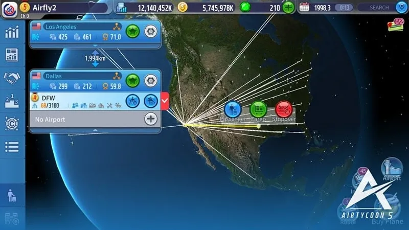 Displaying the game interface of AirTycoon 5.