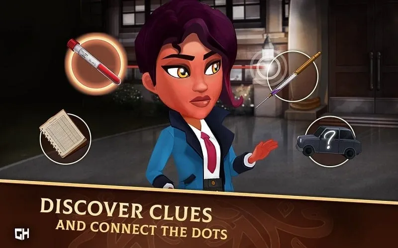 Displaying the main menu of Detective Jackie with unlocked chapters.