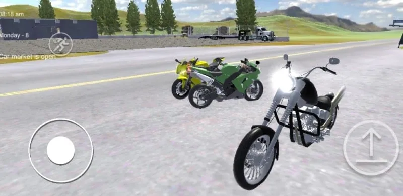 Displaying various motorcycles available for sale in the game's showroom.