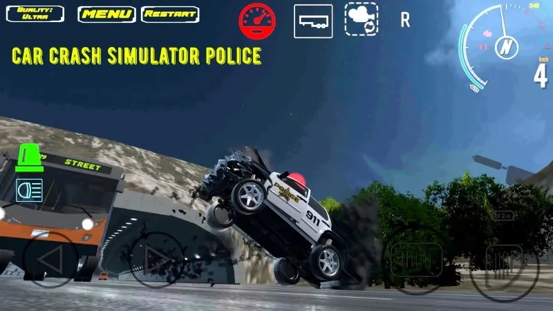 Berbagai lingkungan dalam Car Crash Simulator Police.